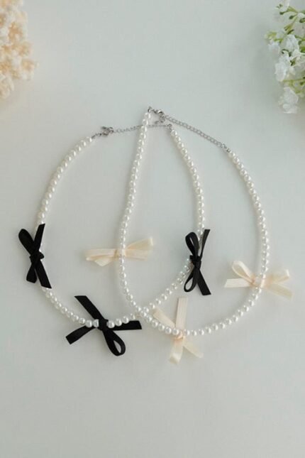 Faux Pearl w/Ribbon Choker